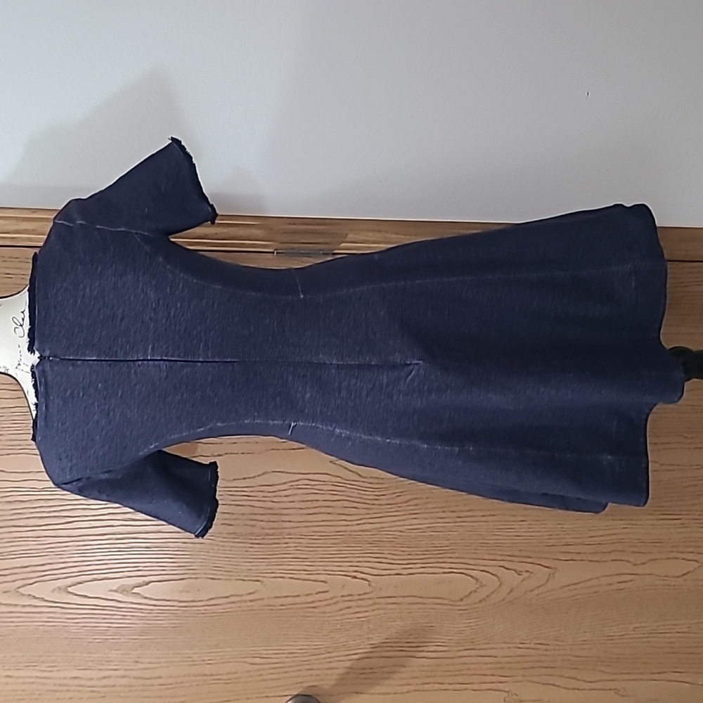 Banana Republic denim look frayed collar chambray preppy fit and flare dress - Picture 4 of 5